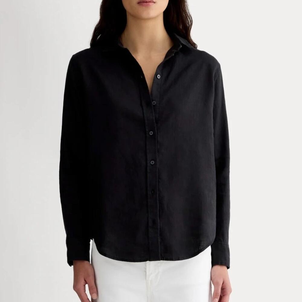 Everlane The Must Have Shirt 100% Linen Black Size 6 NWT